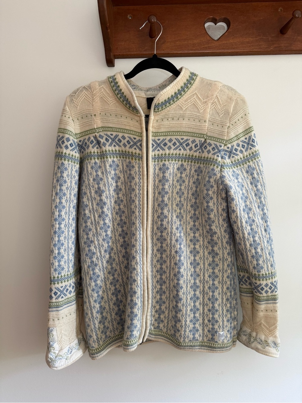Dale of Norway Cream, Light Blue & Soft Green Nordic Zip Cardigan